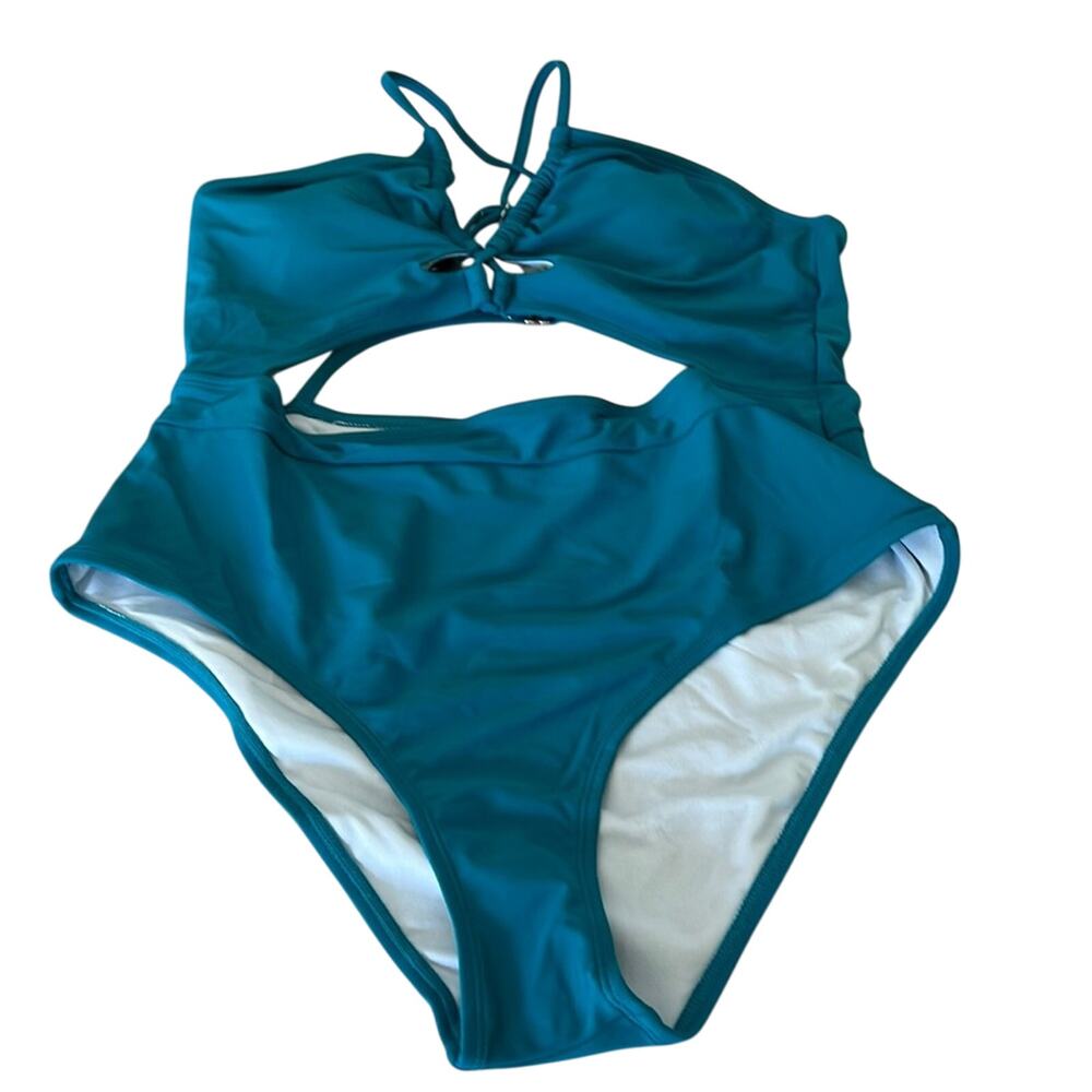 Cupshe Teal Blue  One Piece Swimsuit Woman Size Large